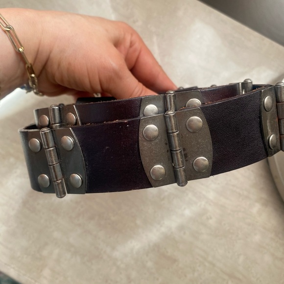 Nicole Miller Black and Silver Leather Belt with Studs - Picture 3 of 7